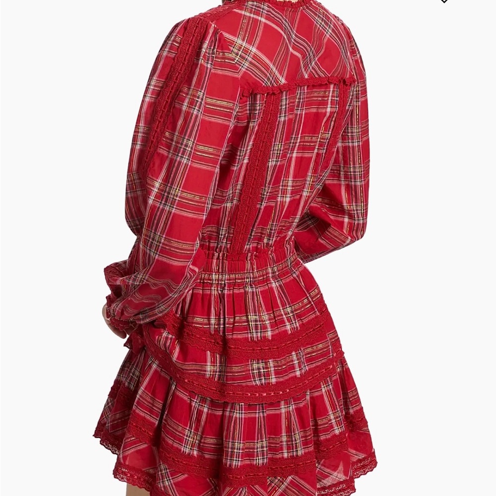 NWT Love Shack Fancy Milena Plaid Long Sleeve Mini Dress - Picture 2 of 7